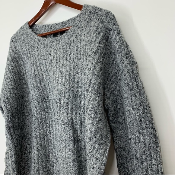 Woolen Bloom Static Gray Woven Fleck Thick Ribbed Crewneck Sweater New Nwt Sz L - Picture 5 of 14
